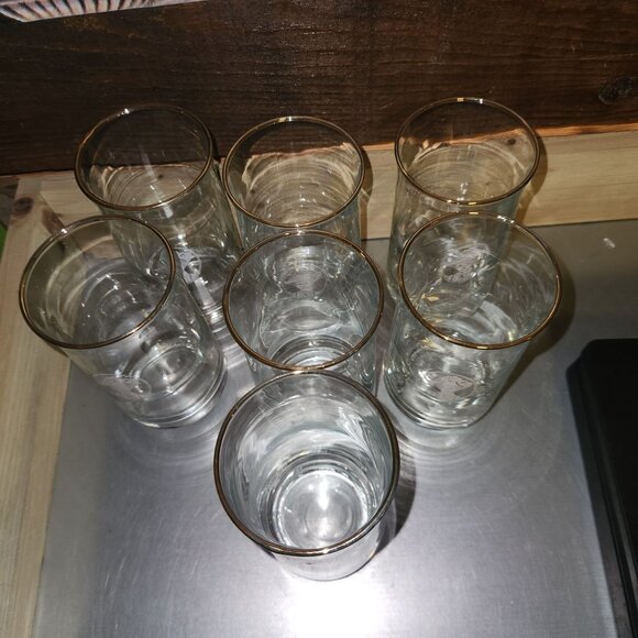 Set of 7 Vintage Avon Mrs. Albee Gold Rim Drinking Glasses EUC - Picture 7 of 10